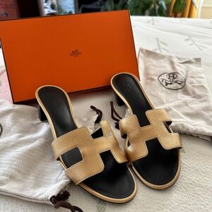 Hermes Gold Sandals